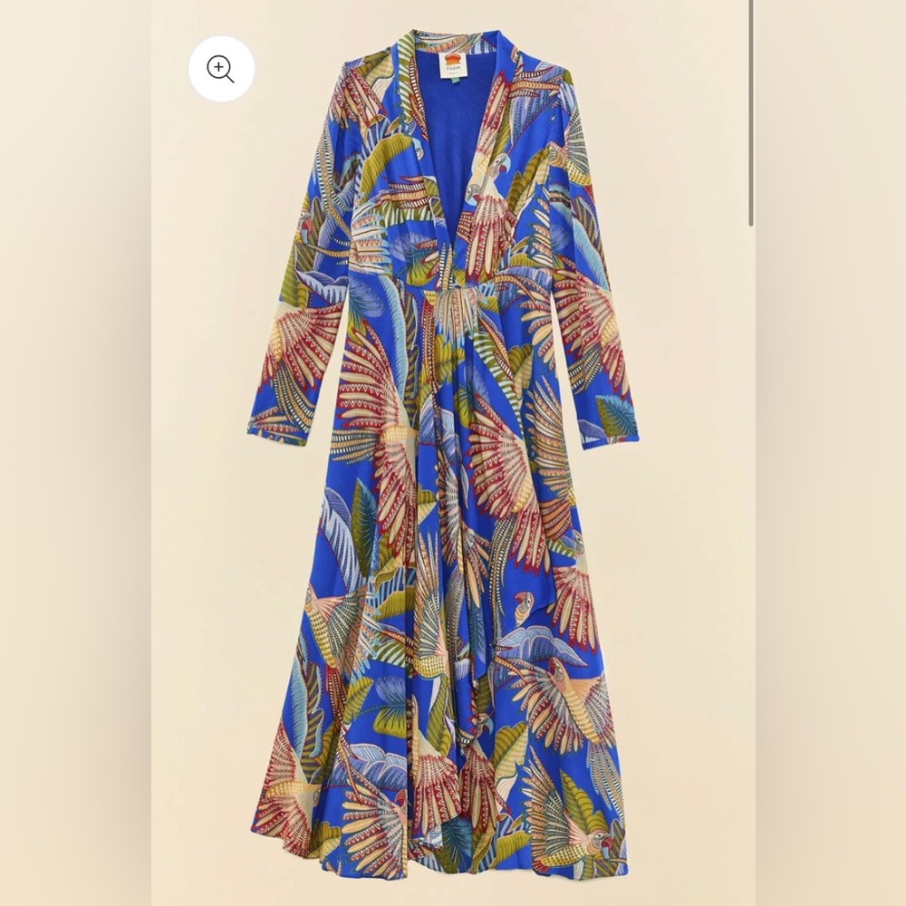 New with tags Farm Rio Blue Macaw Flight Maxi size Medium